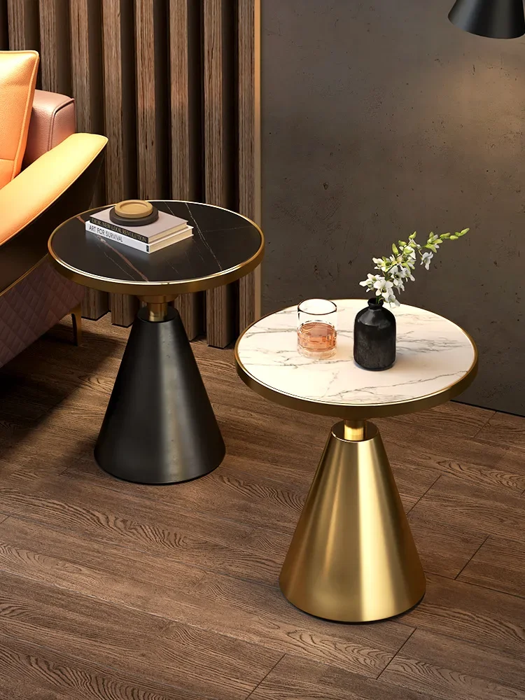 Hair side cabinet side few light luxury glass living room rock slab corner few design sense small round table marble corner