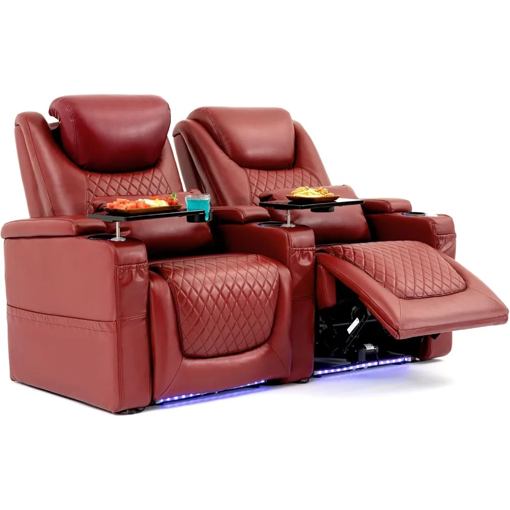 

Home Theater Seating Seats, Theater Recliner Chair Sofa Game Movie Theater Chairs with 7 Colors Ambient Lighting, Lumbar Pillow,