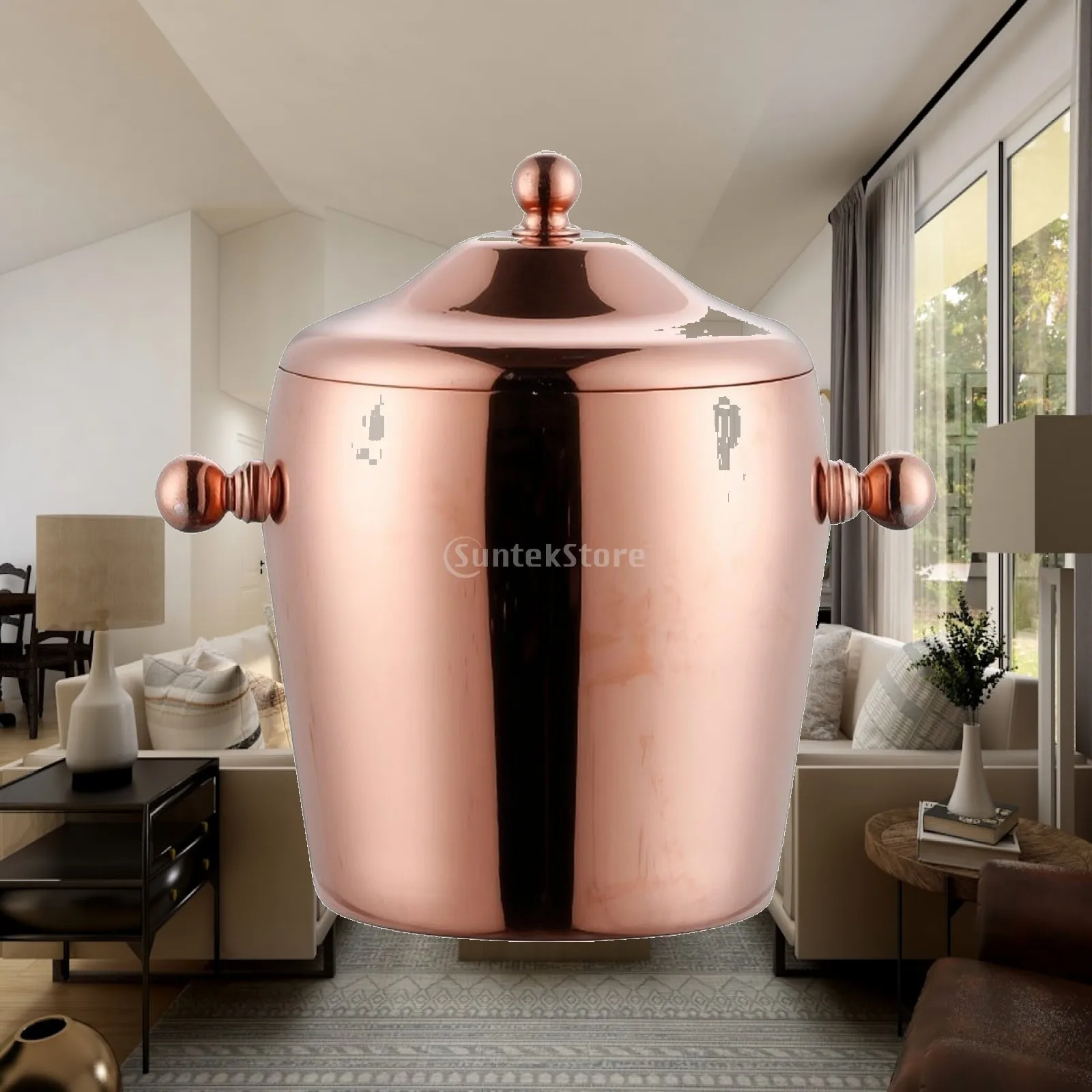 Ice Container with Lid Polished Double-Wall Ice Container Sleek Sturdy for Hosts, Home Bar, Parties