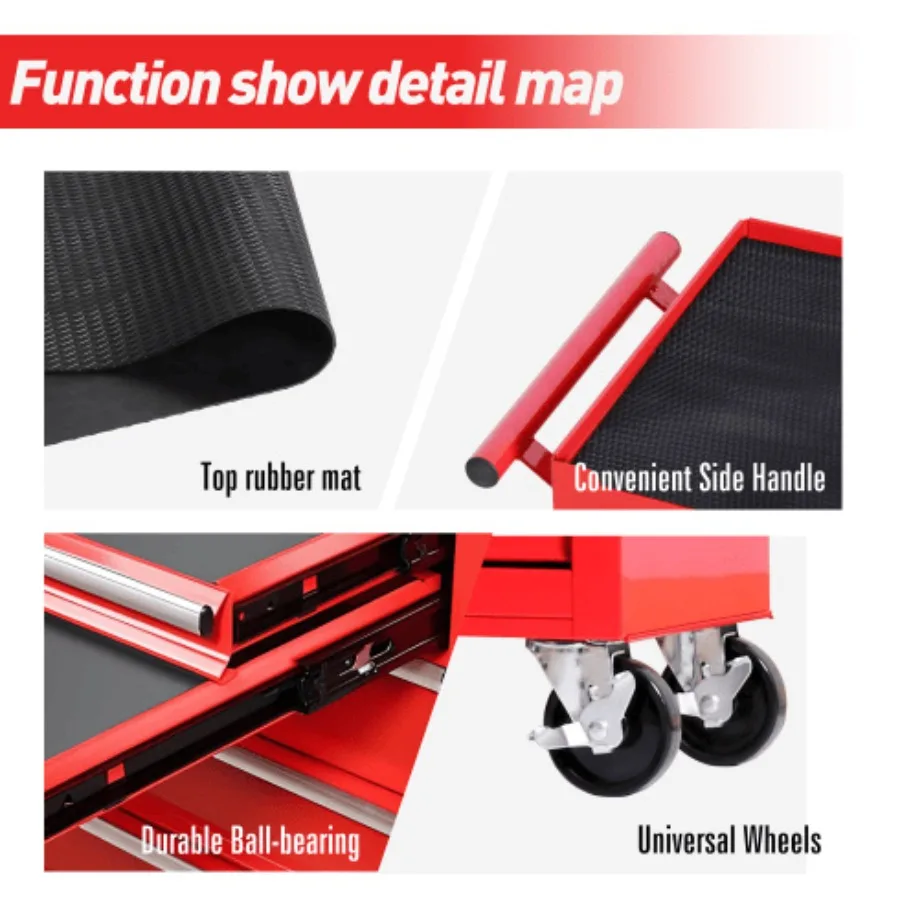 Rolling Tool Chest With 7Drawer Tool Box With Wheels Multifunctional Tool Cart Mechanic Tool Storage Cabinet For Garage Warehou