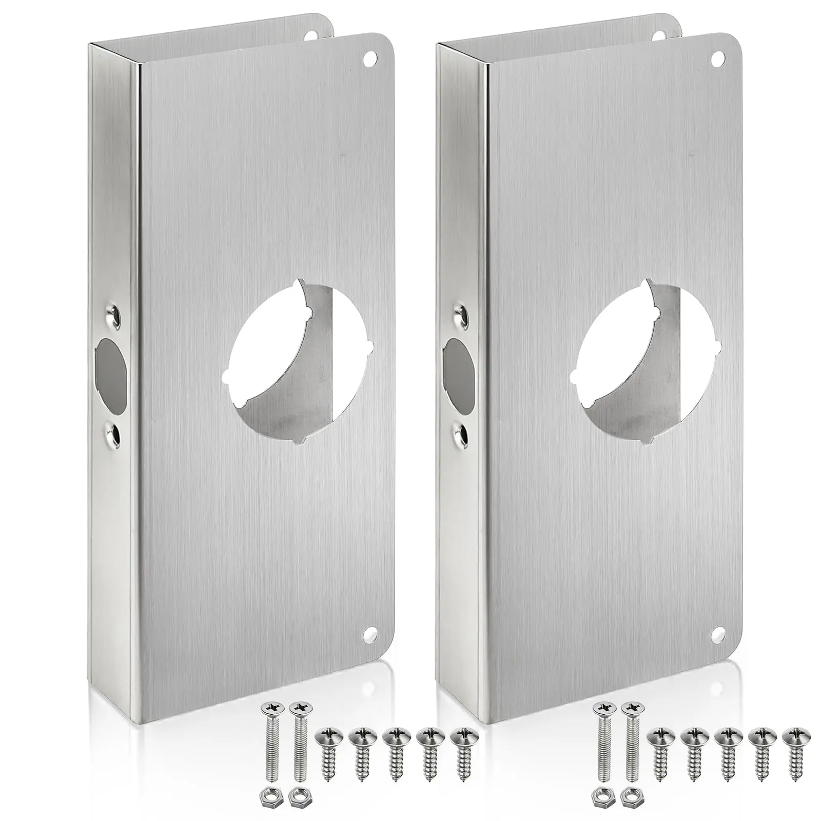 Stainless Steel Door Lock Reinforcement Plate 9 Inch Strike Plate Kit for Door Jamb Repair Security Deadbolt Wooden Door Frame