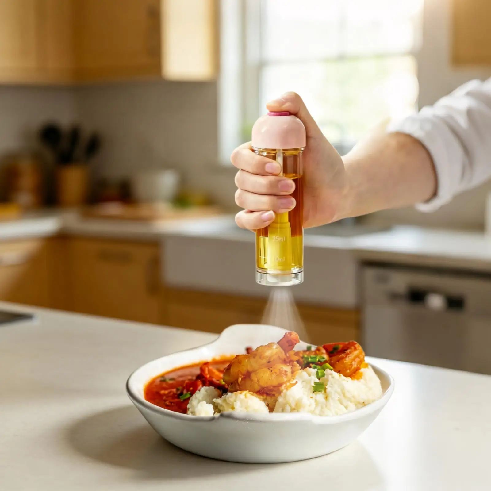 Oil Sprayer for Cooking 100ml Refillable Kitchen Dispenser Bottle Bottom Nozzle Oil Dispenser for Cooking Salad Frying Baking