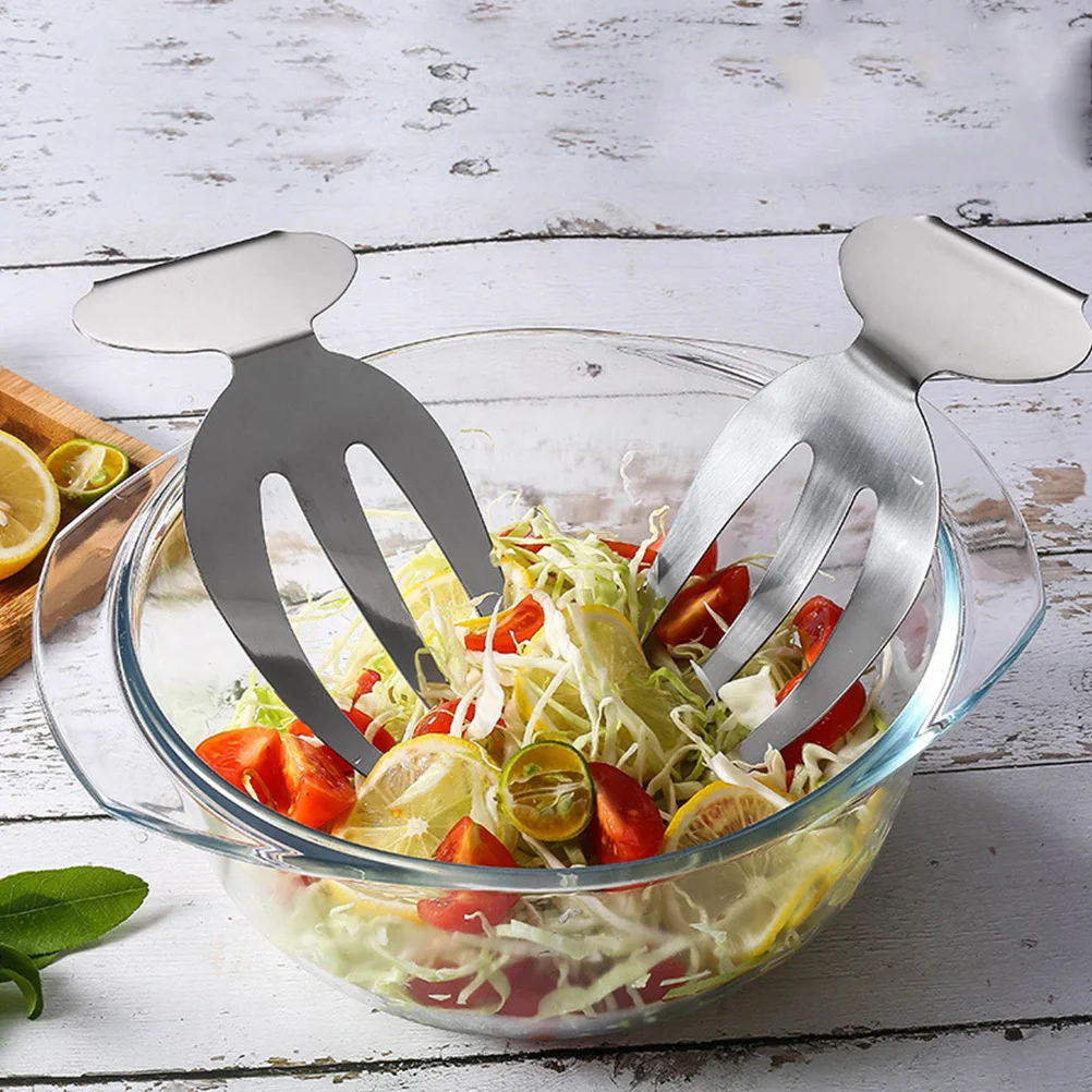 

2Pcs Stainless Steel Salad Claw Professional Salad Fork with Wide Handle 3-Prong Non-Slip Grip for Vegetable Fruit Serving