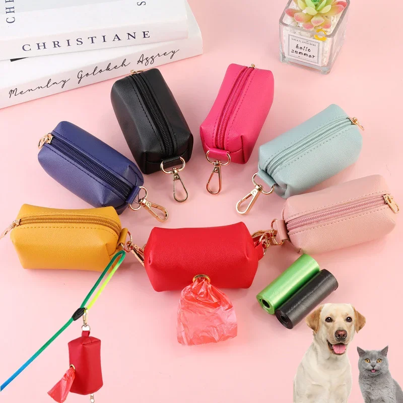 Travel Outdoor Protable Dog Poop Bag Dispenser PU Leather Pouch Pet Cat Pick Up Poop Bag Holder Waste Bags Organizer Wholesales