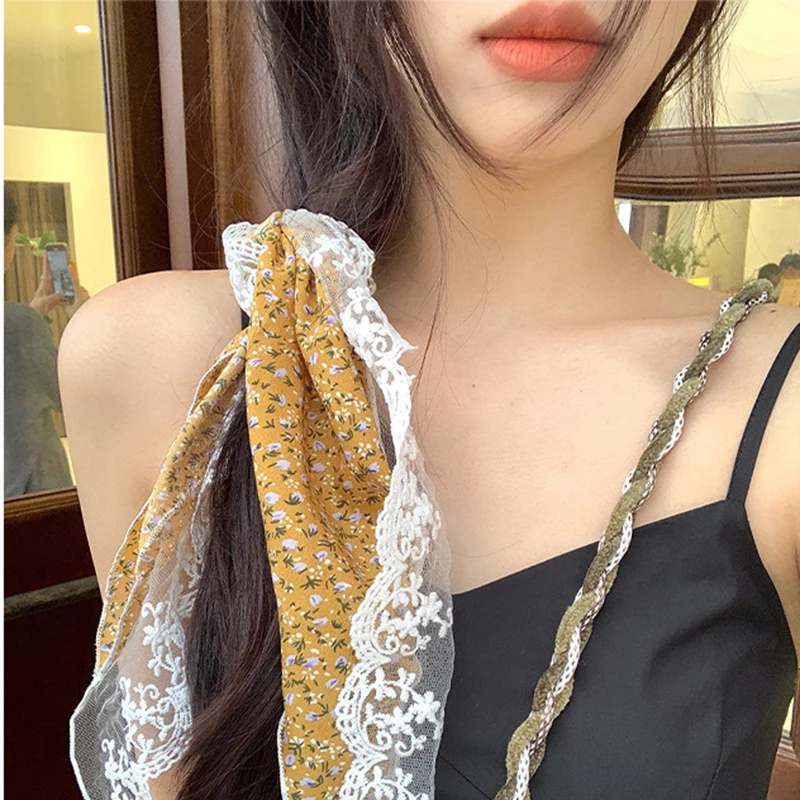 2024 Summer Beach Flower Triangle Hair Scarf For Women Trendy Girls Lace Headbands Hair Accessories