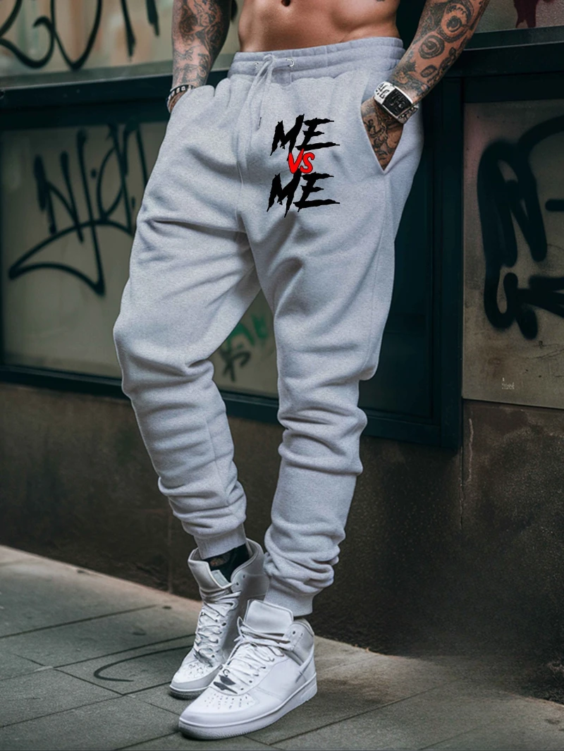 

2025 Autumn and Winter Mens Vs Graphic Sweatpants Soft Cotton Blend Light Gray High-end Luxury Is for Both Men and Women Gym