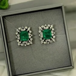 CAOSHI Trendy Lady Bright Green Zirconia Earrings for Engagement Ceremony Luxury Silver Color Jewelry Accessories for Wedding