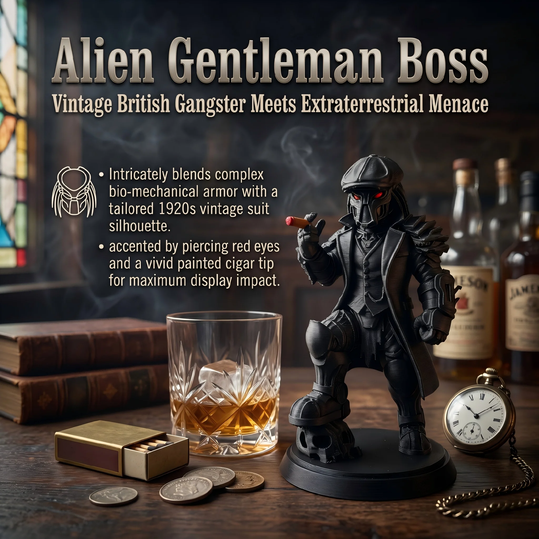 Alien Gentleman Ornament, Sci-Fi Style, Collectible Figurine, Home Desk Decoration, Creative Sculpture