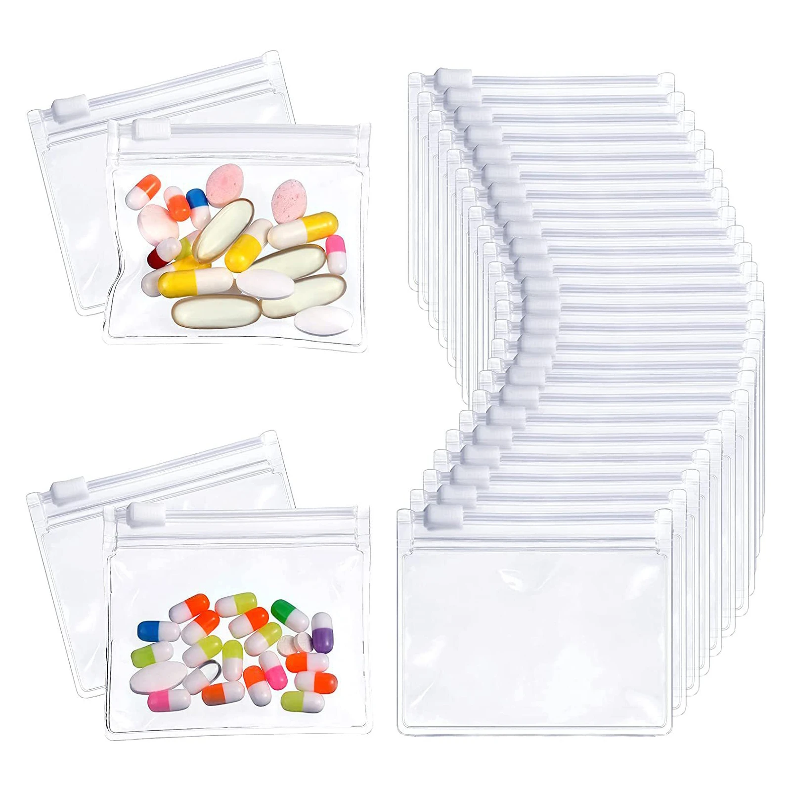 EVA Self Sealing Medicine Bags with Slide Lock Reusable Travel Pills Organizer Pill Pouch Bags for Medicine Or Vitamins