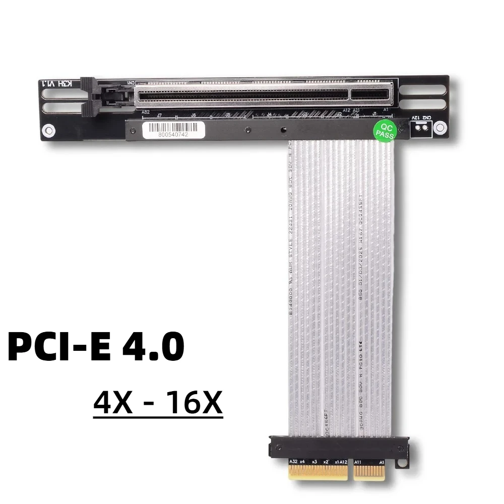 Silver-Plated 90 Degree Right Angle PCIE 4.0 X4 To X16 Extension Cable Gen5/4 K23SF-TL RTX4090 RX6800xt 1U PCIe 4.0 4x 16x Riser
