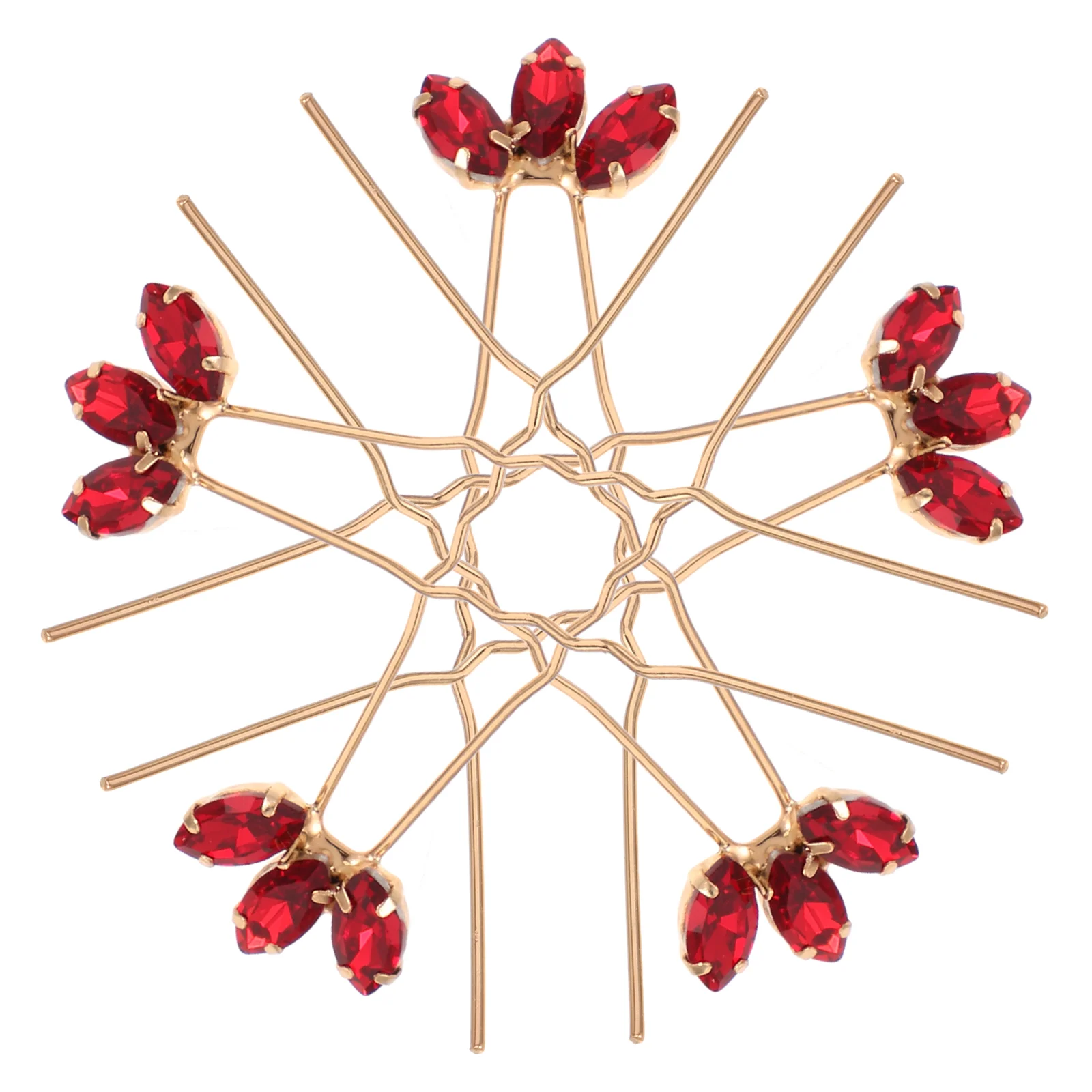 

5 Pcs U shaped Hairpin Burgundy Clip Red Headgear Zinc Alloy Rhinestone Versatile Elegant Hairstyle Accessory Easy