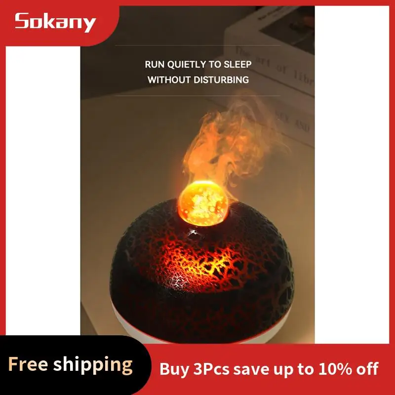 

A59E-Essential Oil Diffuser Volcano Fire Diffuser Humidifier Cool Mist Humidifier 7 Colors Light For Room Office B