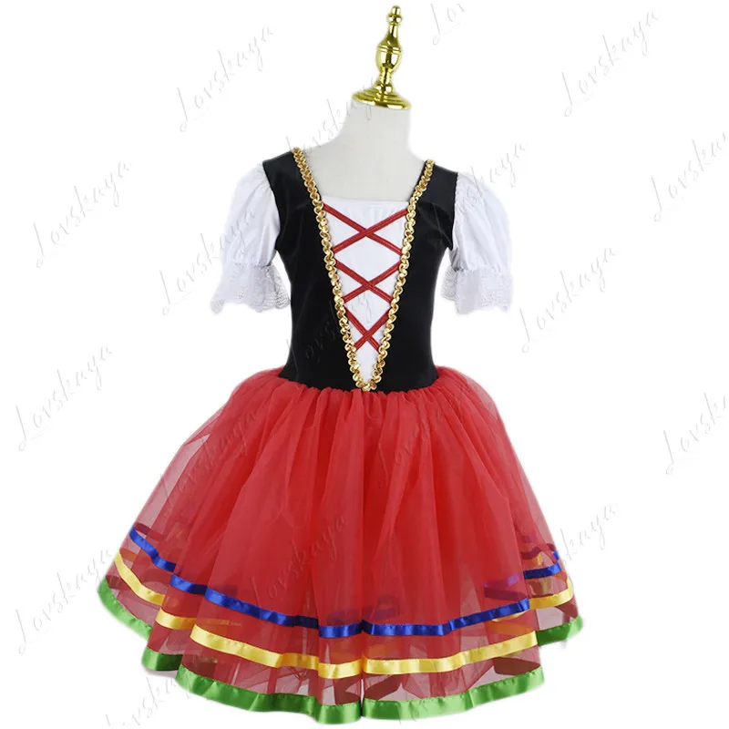 

Классические красные бальные платья по индивидуальному заказу, балетные костюмы с рюшами, профессиональная одежда для взрослых и детей