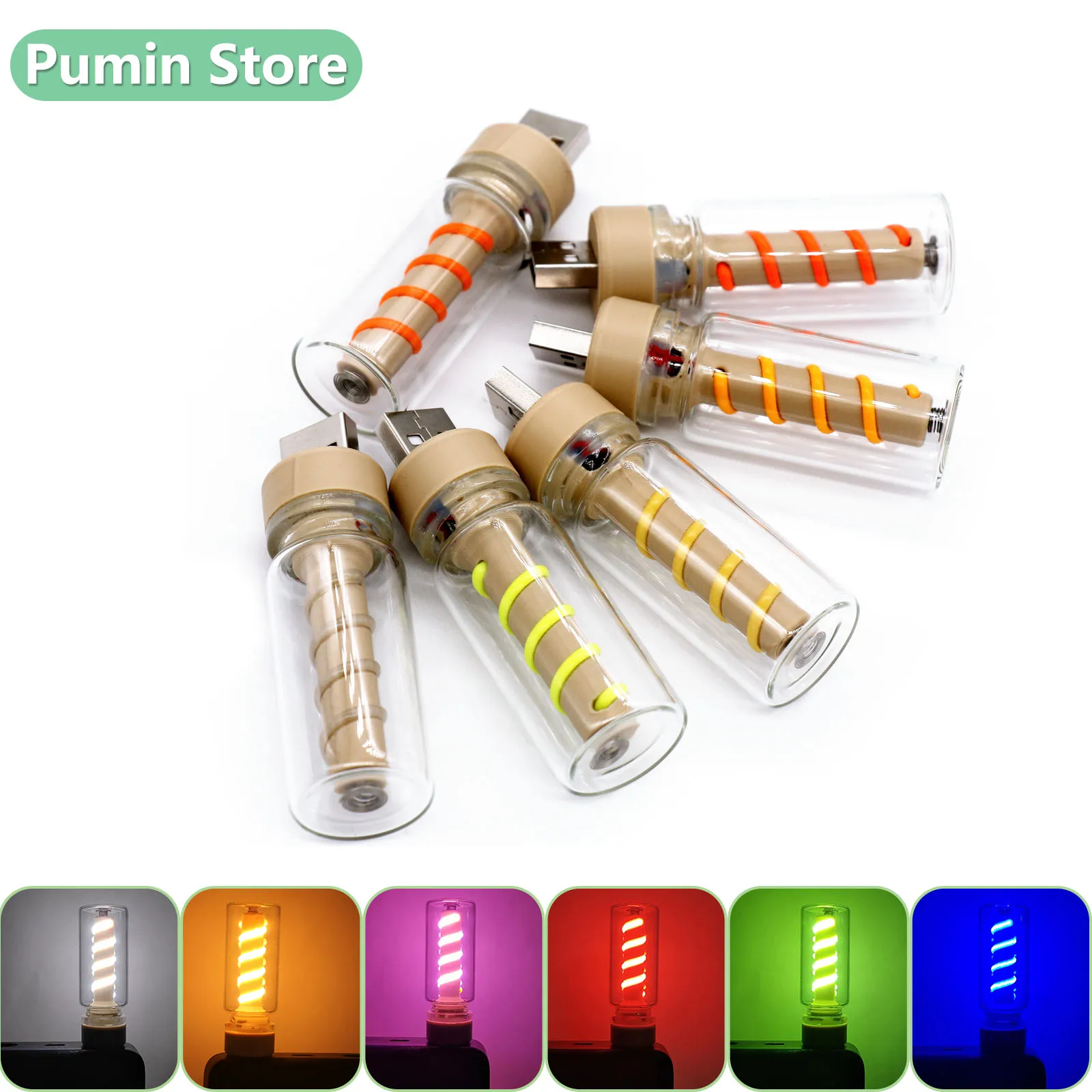 

LED USB Filament Light Bulb Warm Yellow Red Green Blue Pink White DC5V Touch Adjustable Brightness Nightlight Bulb Easy To Carry