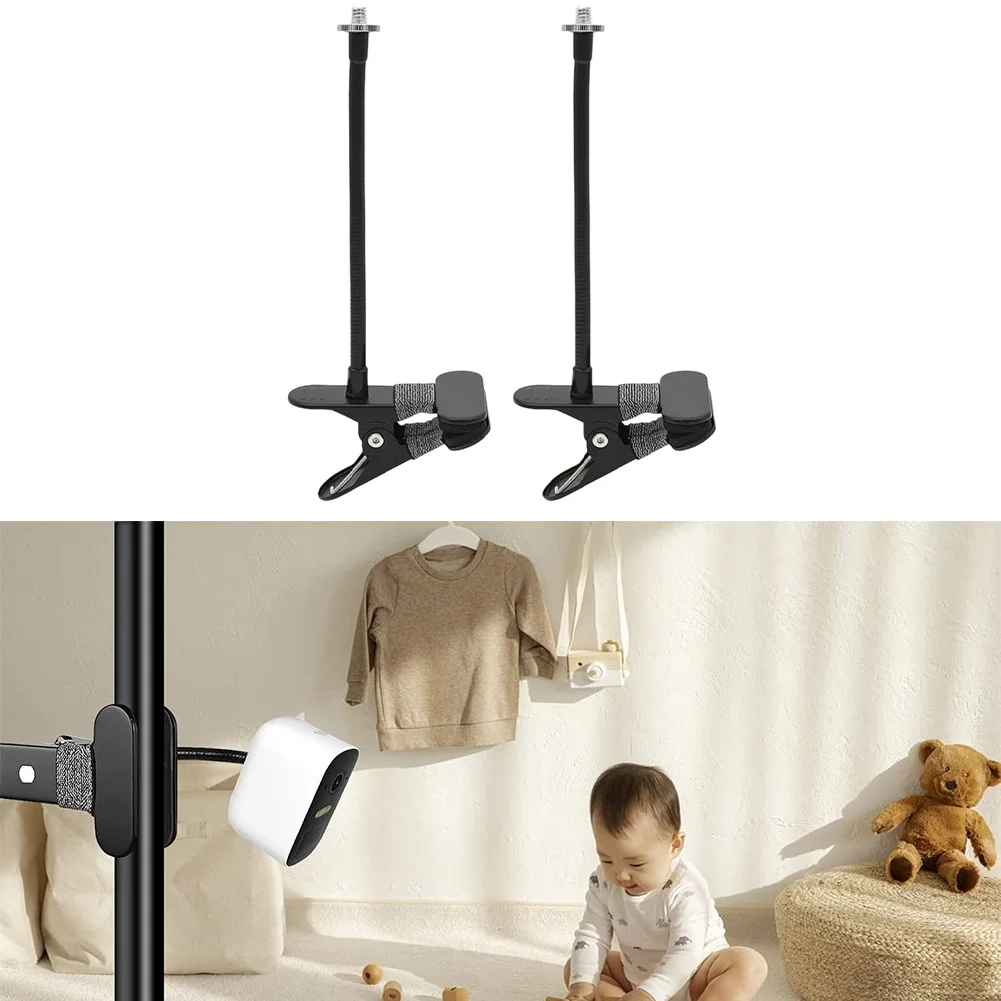 2PCS Flexible Gooseneck Camera Bracket Metal Clamp Holder For For EufyCam 2C Pro 3 For Ring Security Surveillance Mount Indoor O