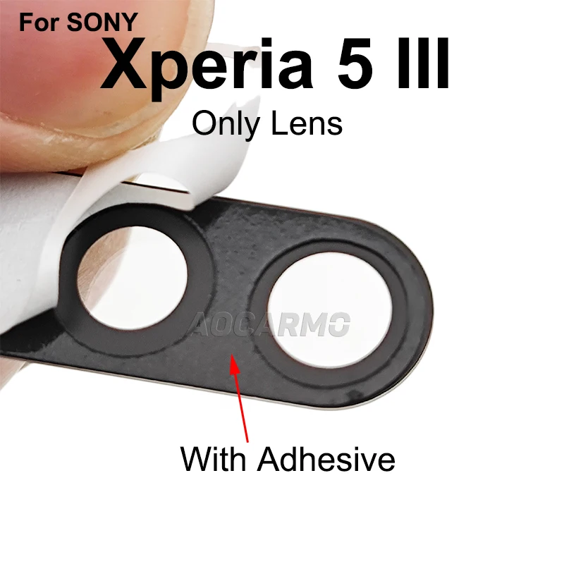 Aocarmo For Sony Xperia 5 III / X5iii XQ-BQ52 BQ72 SO-53B Rear Back Camera Lens Len Glass With Adhesive Sticker Ring Frame