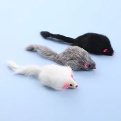 1Pcs Cat Mice Toys False Mouse Cat Toy Long Tail Mice Soft Real Rabbit Fur Toy For Cats Plush Rat Playing Chew Toy Pet Supplies