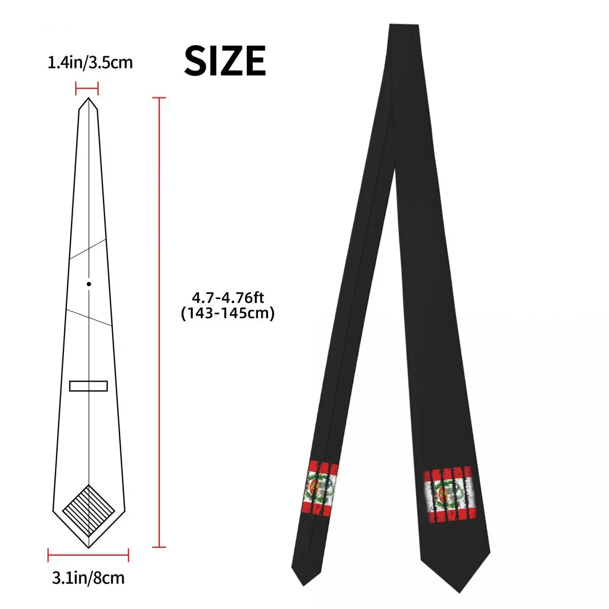 Peru Shield Type Flag Necktie for Men Silk Polyester 8 cm Neck Ties Wedding Business Tie Classic Gravatas
