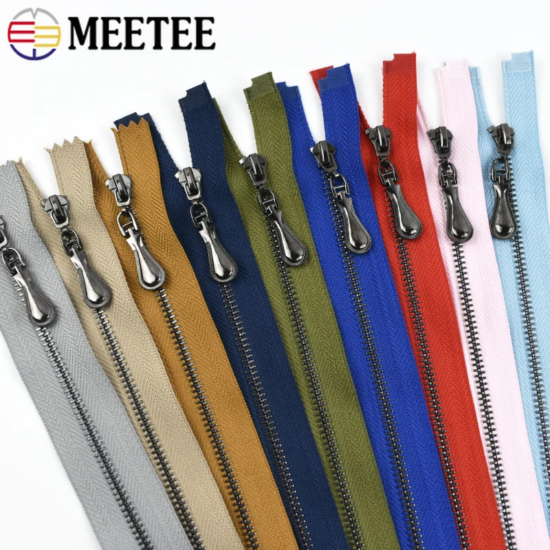 

3Pcs 3# Metal Zippers 15-70cm Open/Close-End Zipper Puller Jacket Zips Closure Bag Down Zip Repair Kit Replacement Accessories