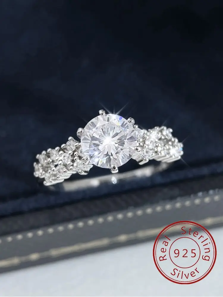 

925 Sterling Silver Brilliant Gorgeous Stars Zircon Ring For Women Anniversary Engagement Wedding Luxury High Quality Jewelry