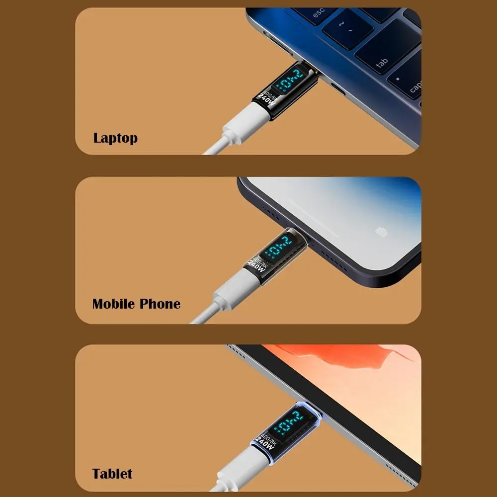 Adaptor Tipe C USB 4 tampilan LED Digital, adaptor penguji pengukur daya 8K 60HZ PD 240W, transmisi Data 40Gbps, 1 buah