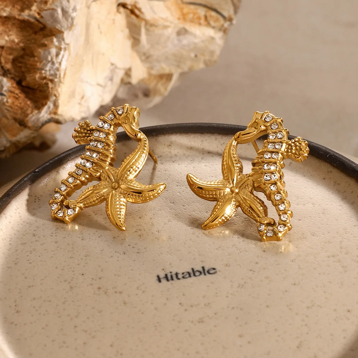 

Stainless Steel Starfish Earrings Plated 18k Gold Color Stud Earrings Trendy Jewelry Fashion Women's Earrings Accessories