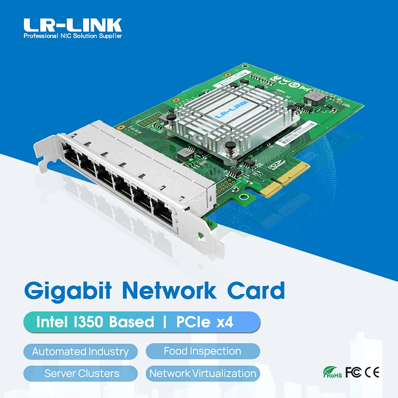 LR-LINK 2006PT Six Port Gigabit PCIe x4 Network Card RJ45 PCI Express Lan Ethernet Server Adapter NIC Based on Intel I350