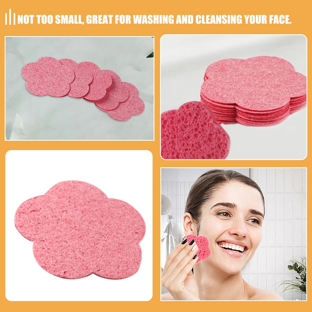 60개입 얼굴 클렌징 패드 압축 꽃 모양 메이크업 제거 스펀지 얼굴 세정용 부드러운 우드 펄프 얼굴 스펀지