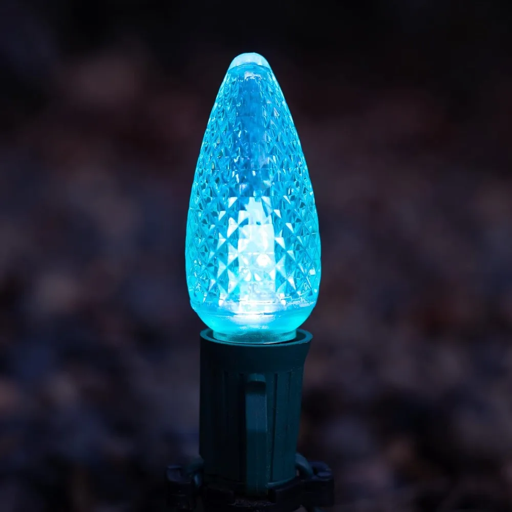 Lot de 500 ampoules de Noël LED à facettes jaunes C9, ampoules de remplacement durables pour l'intérieur et l'extérieur, pour la décoration de vacances