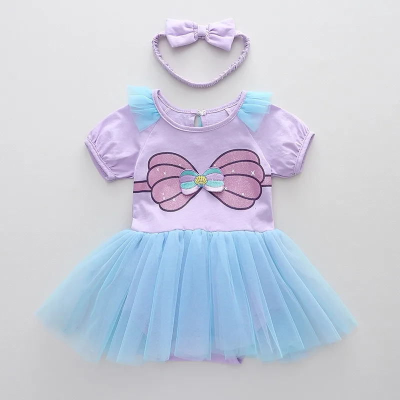 THEEPER Baby Romper Tutu Dress with Headband Baby Girl Mermaid Princess Clothes 3-18M Newborn Outfit for Birthday Party Costumes