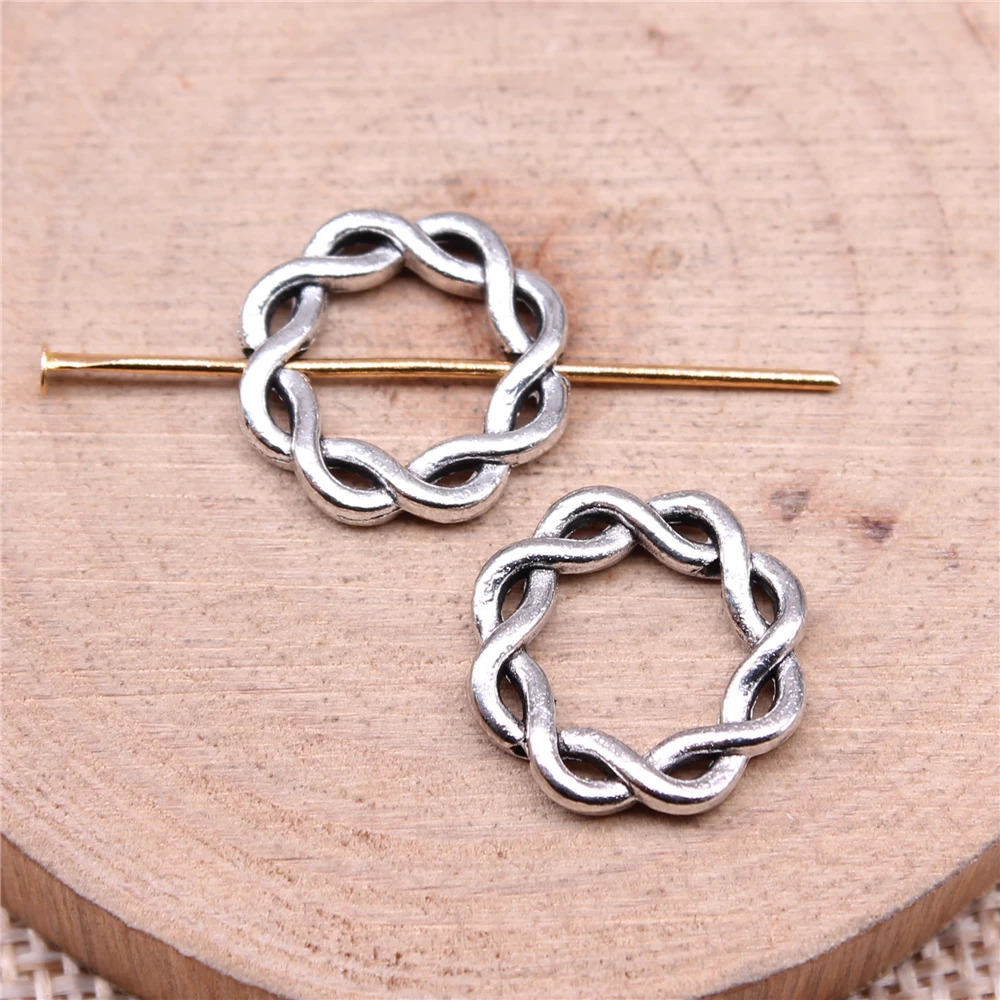 WYSIWYG 10pcs Charms Hemp Wreath Antique Bronze Antique Silver Color 14x14mm Metal Alloy Charms Jewelry Diy Accessories