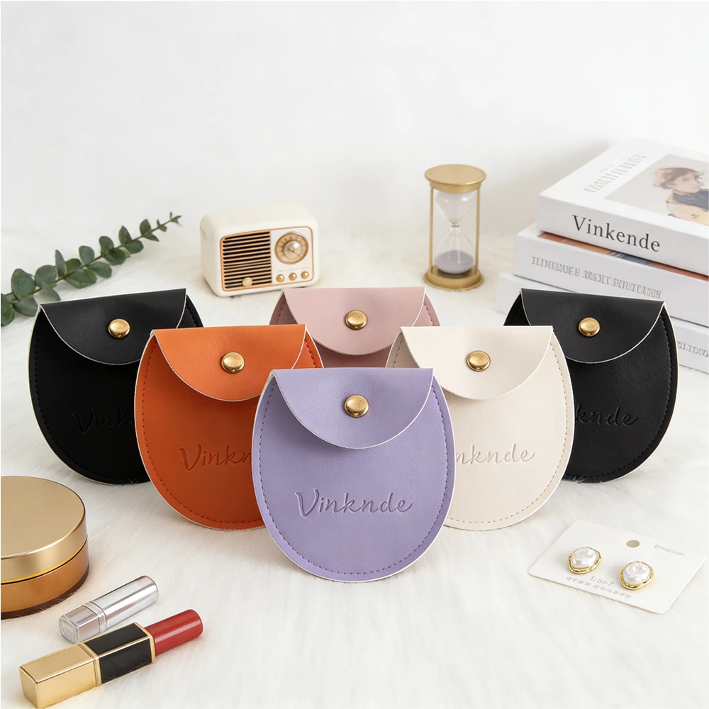 

Персонализированные кожаные сумки на кнопках 7,8x8,5 см, подарочная упаковка для ювелирных изделий из искусственной кожи, шикарный свадебный мешок для хранения косметики