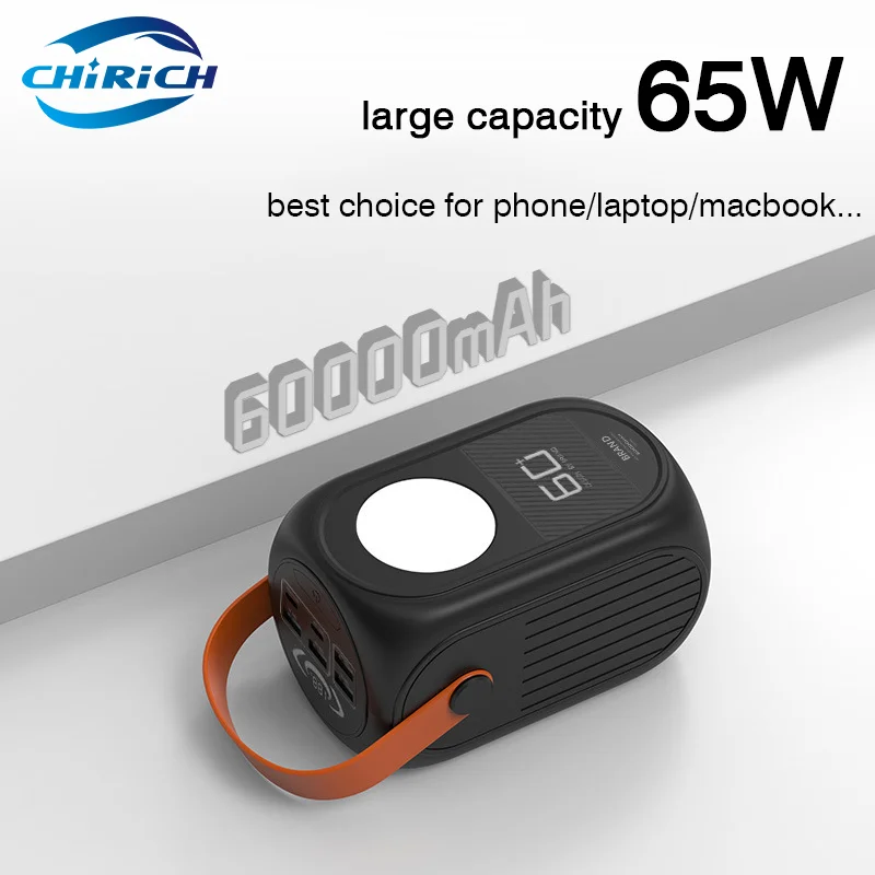 

65W 60000mAh Power Bank Station Large Capacity Powerful External Spare Battery Fast Charging Powerbank For Laptop iPhone Samsung