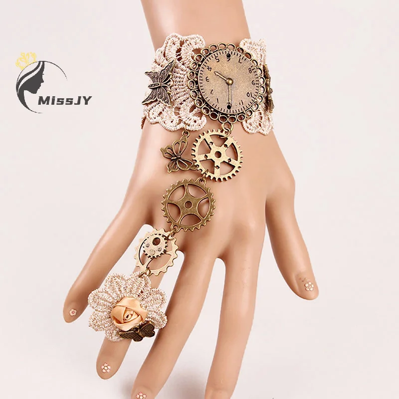 Damen Vintage Steampunk Handschuhe Handgelenk Manschette Ausrüstung Mädchen Schmuck Zubehör viktoria nischen Armbänder Kostüm Spitze Handwäsche