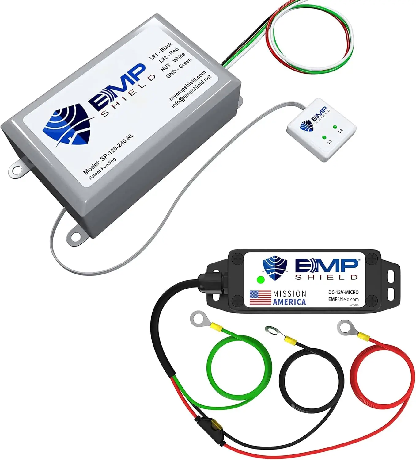 Home Device & Micro Vehicle Protection Bundle (SP-120-240-RL/DC-12V-Micro) for EMP, Lightning, Solar Flare, and Surge Protection