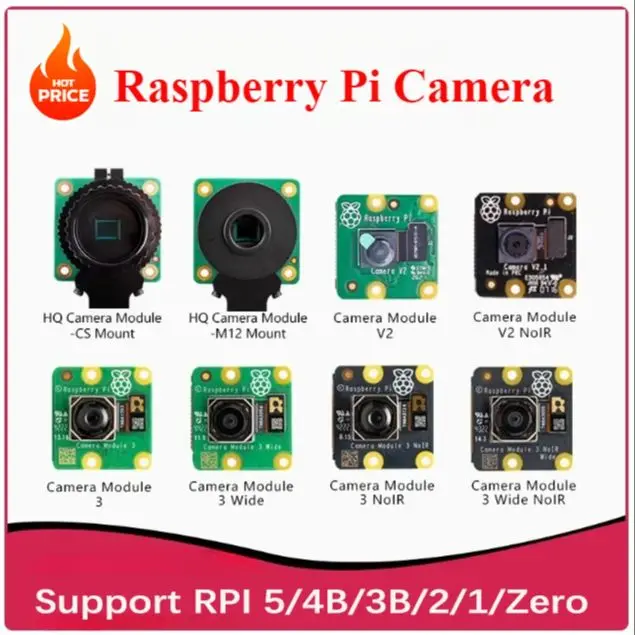 Raspberry Pi 5 Camera V2 3 Wide NoIR HQ M12 Original Support RPi 5/4B/3B/2/1/Zero Board