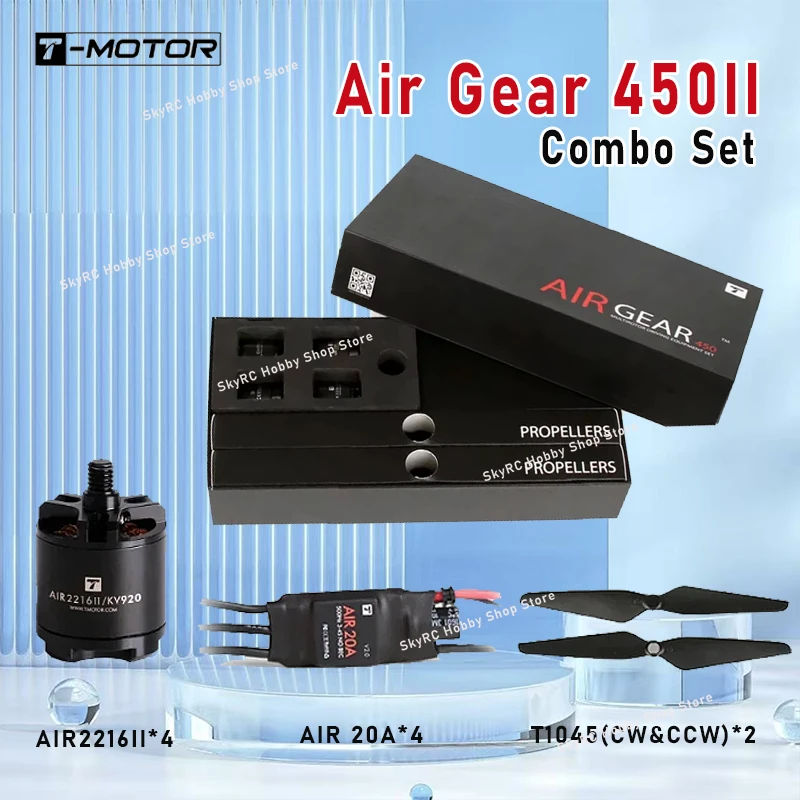 

T-MOTOR Air Gear 450II Combo Set (AirAIR2216II Motor+T1045II Prop) For Multi-Rotor UAV RC Drone Training DIY