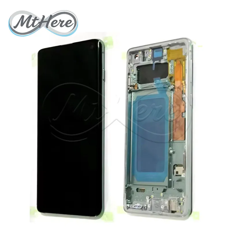

6.1'' AMOLED Display with frame for Samsung S10 Android phone LCD Display SM-G9750 G975F Touch Screen LCD Digitizer Repair parts