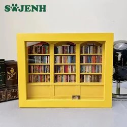 Relief Anxiety Bookshelf with 200 Book Miniature Wooden Bookshelf Ornament Stress Reliever Shake Away Your Anxiety Creative Gift