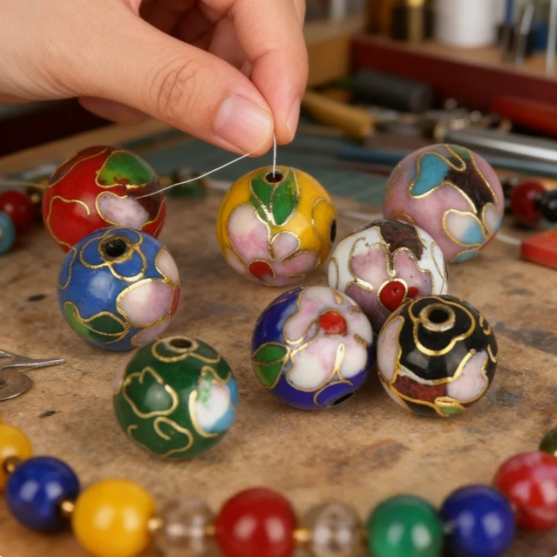 

10 шт./лот, эмалированные очаровательные медные бусины в древнем стиле, перегородчатые цветочные прокладки ручной работы, ювелирные аксессуары «сделай сам»