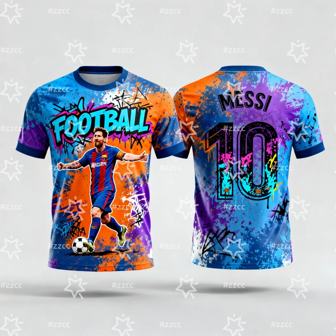 Gedenkausgabe von Messi's Nr. 10-Fußballtrikot Herbst Sport trocken schnell Herren T-Shirt Kinderbekleidung T-Shirt Y2k Frau