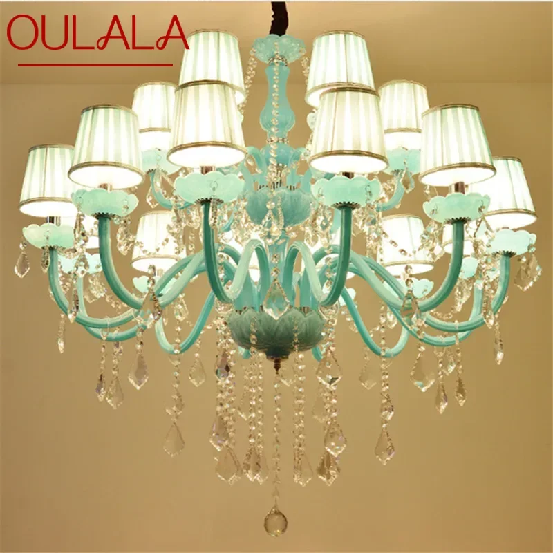 

OULALA Blue Crystal Pendent Lamp Luxurious Candle Lamp Warm Living room and bedroom Children's Room Restaurant KTV Chandelier