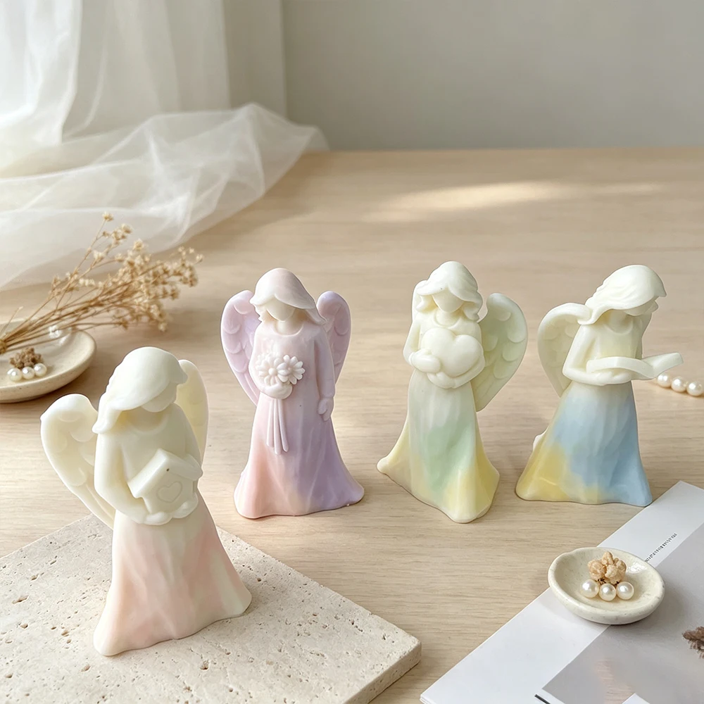 Four Styles of Angel Scented Candle Mold Angel Plaster Diffuser Stone Silicone Molds DIY Candle Ornaments and Party Favors Mould
