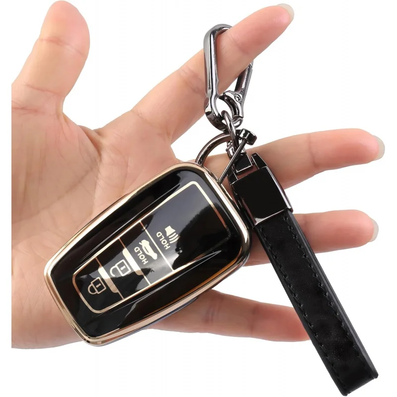 ฝาครอบ Fob พร้อมพวงกุญแจ,ตัวป้องกัน TPU แบบนุ่มพิเศษเข้ากันได้กับ 2018-2024 Camry Avalon C