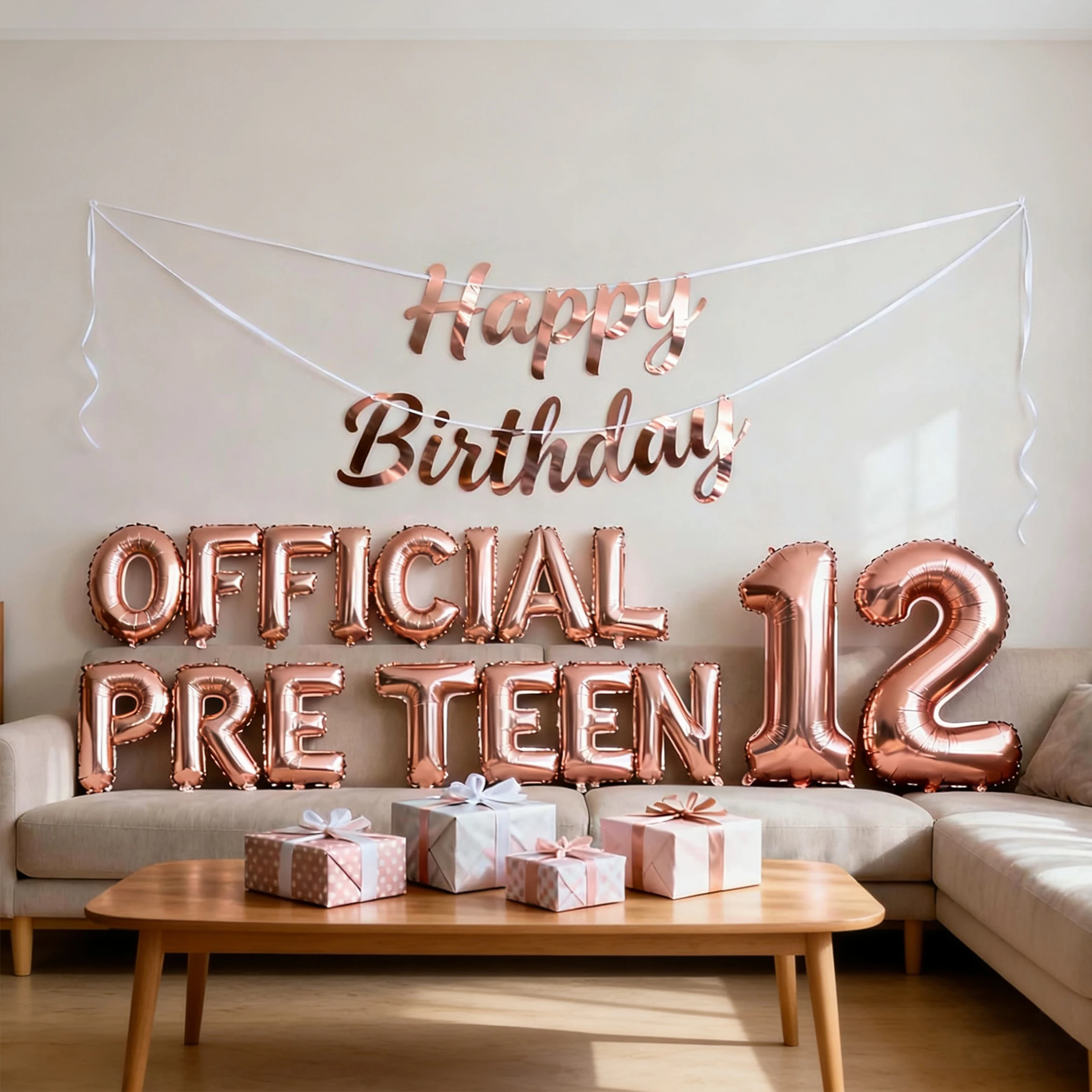 Dekorationen zum 12. Geburtstag, offizielles Vor-Teenager-Banner zum 12. Geburtstag, 12. Geburtstagsbanner, Nummer 12, Folienballons für sie, 12 Jahre