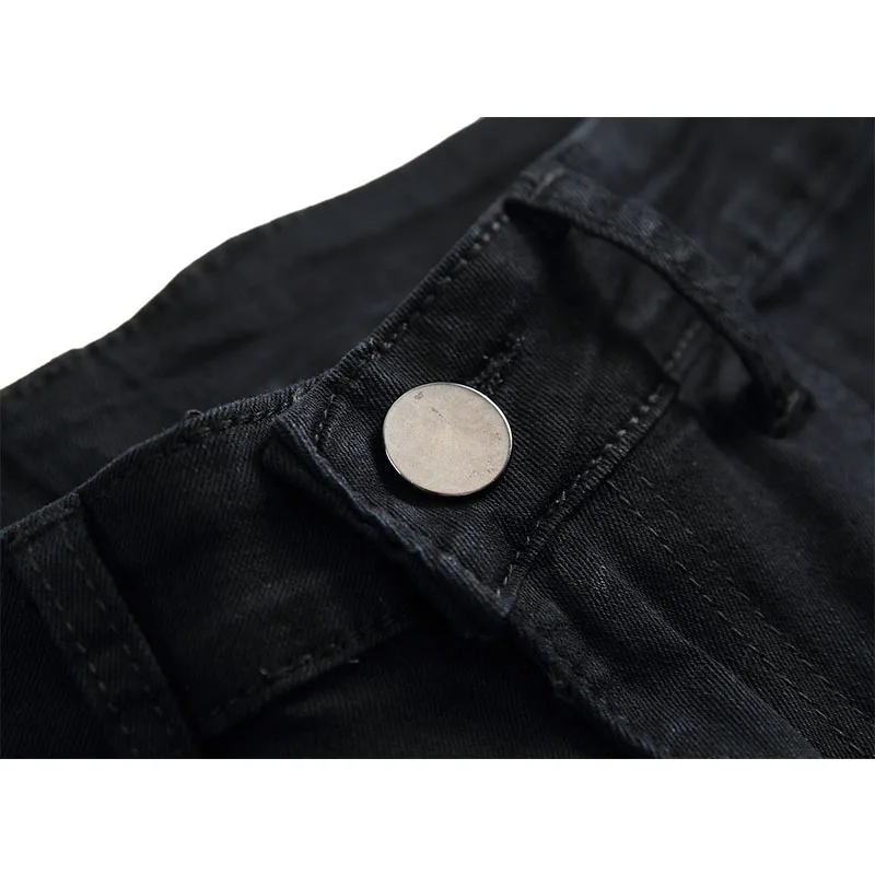 New Black Straight Hole Destruction Trousers Distressed Jeans Men Fashion Designer Stretch Casual Denim Pants Male Large Size