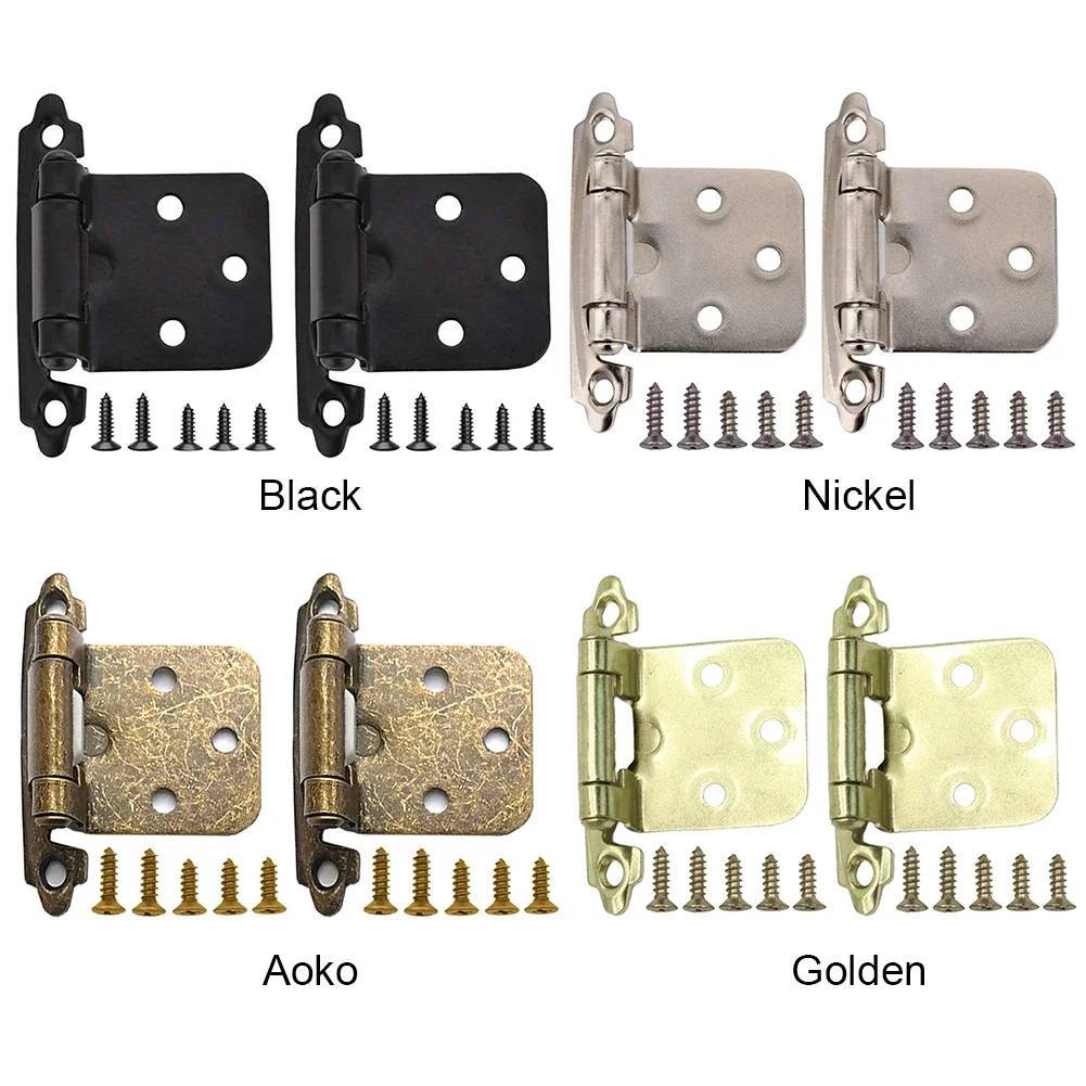 2Pcs American Self Closing Spring Hinge with Screws Overlay Cabinet Door Flush Hinges for DIY