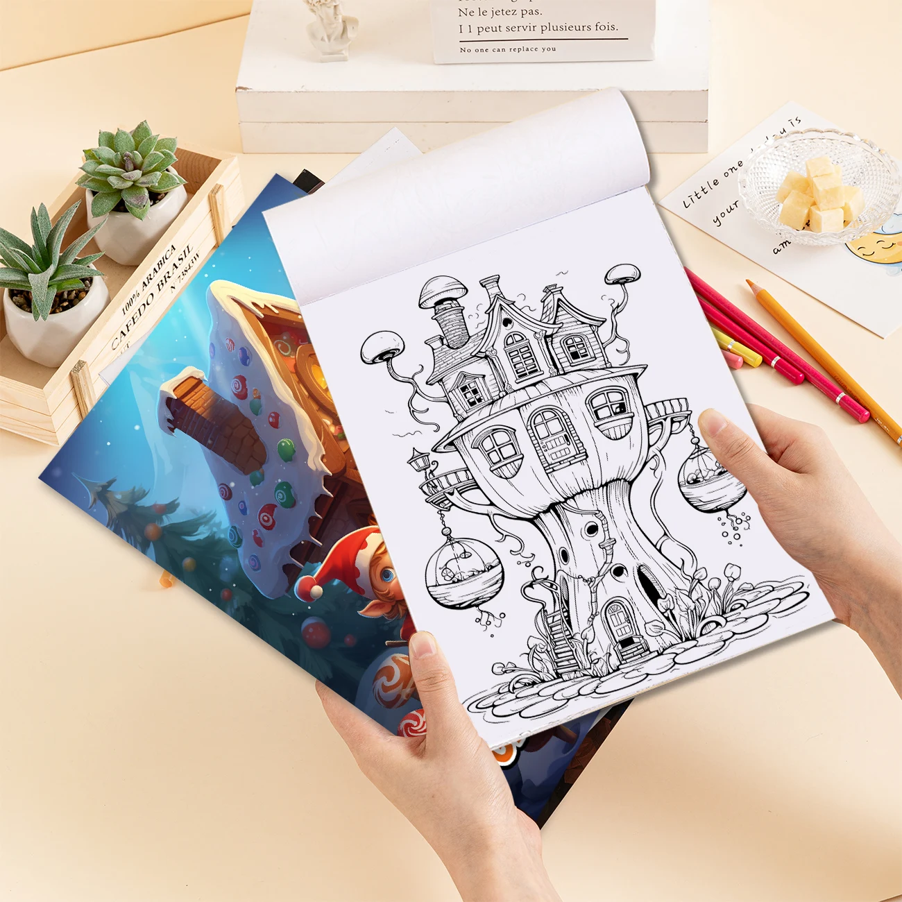 1pc 自己塗装居心地の良いぬりえブック ティーンと大人向け 25 ページ ペーパークラフト イラスト 赤ずきんちゃん