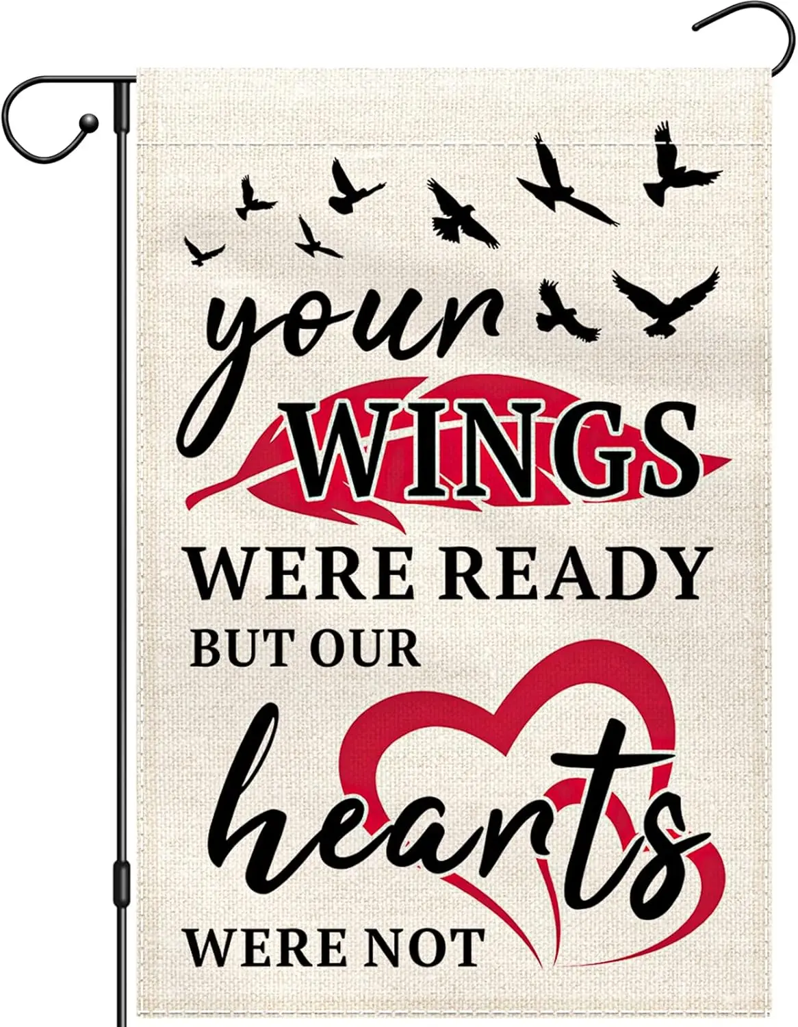 Memorial Garden Flag 12x18 Double Sided, You Wings Were Ready But My Heart Was Not Decorative Garden Flags for Outside Home  EEZ