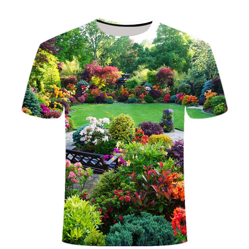 Big Size 3D Flower Print Men\'s Casual T-Shirts Large Size Short Sleeve Street Tops 6XL Oversized Rose Floral Printed Loose Tees